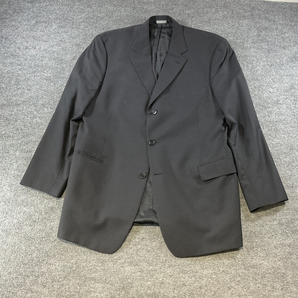 Brooks Brothers Mens 46L Wool 3 Button Blazer Suit Jacket Charcoal Micro Check